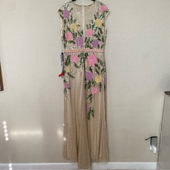 Mac Duggal Floral Beaded Sequin Embellished Front Slit Gown Dress 5420 - Picture 17 of 17